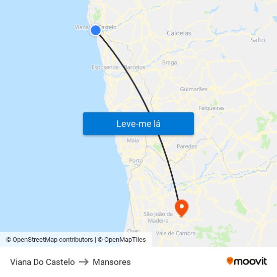 Viana Do Castelo to Mansores map