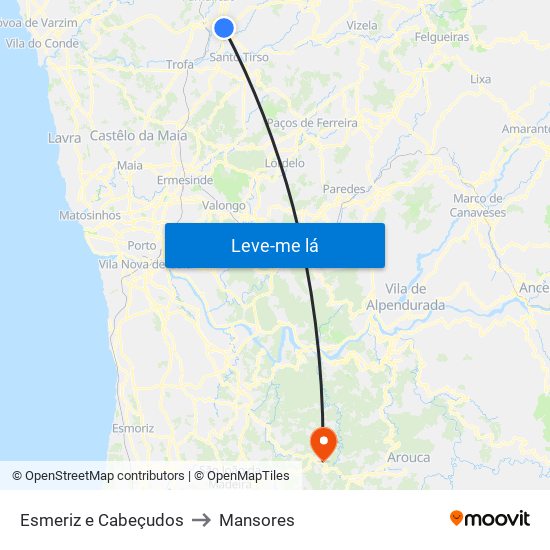 Esmeriz e Cabeçudos to Mansores map