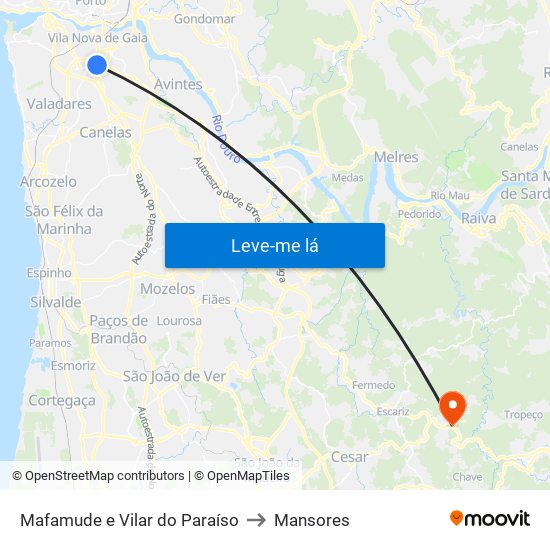 Mafamude e Vilar do Paraíso to Mansores map