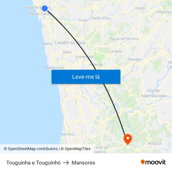 Touguinha e Touguinhó to Mansores map