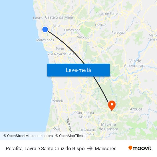 Perafita, Lavra e Santa Cruz do Bispo to Mansores map
