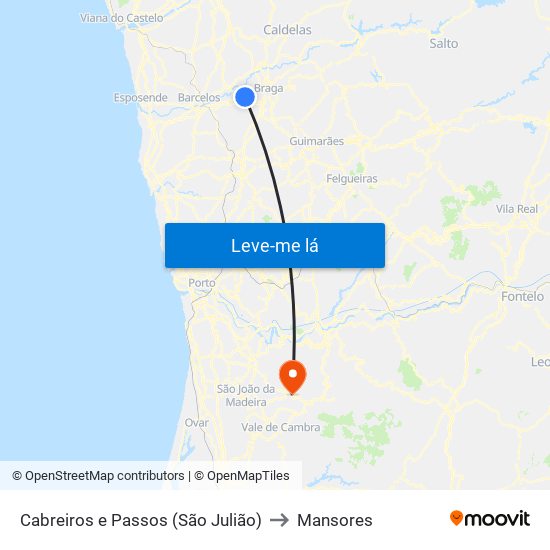 Cabreiros e Passos (São Julião) to Mansores map