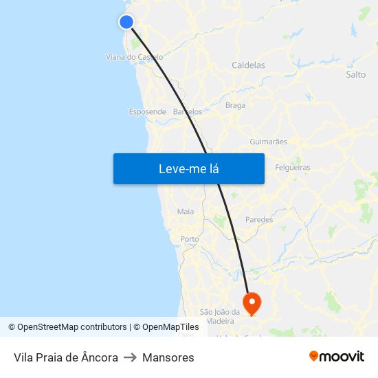 Vila Praia de Âncora to Mansores map