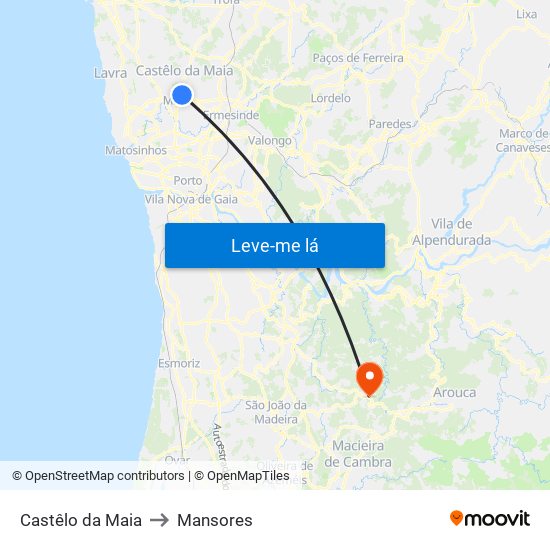 Castêlo da Maia to Mansores map