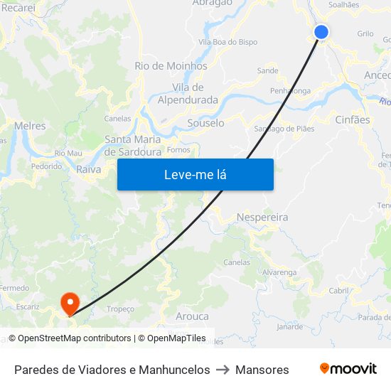 Paredes de Viadores e Manhuncelos to Mansores map