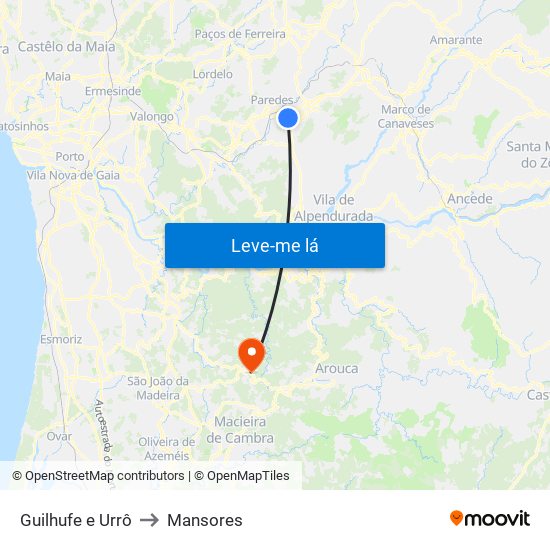 Guilhufe e Urrô to Mansores map