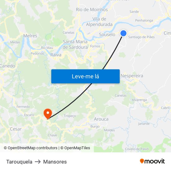 Tarouquela to Mansores map