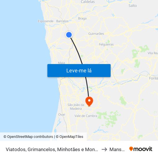 Viatodos, Grimancelos, Minhotães e Monte de Fralães to Mansores map
