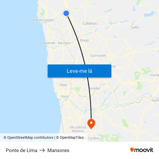 Ponte de Lima to Mansores map