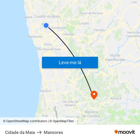 Cidade da Maia to Mansores map