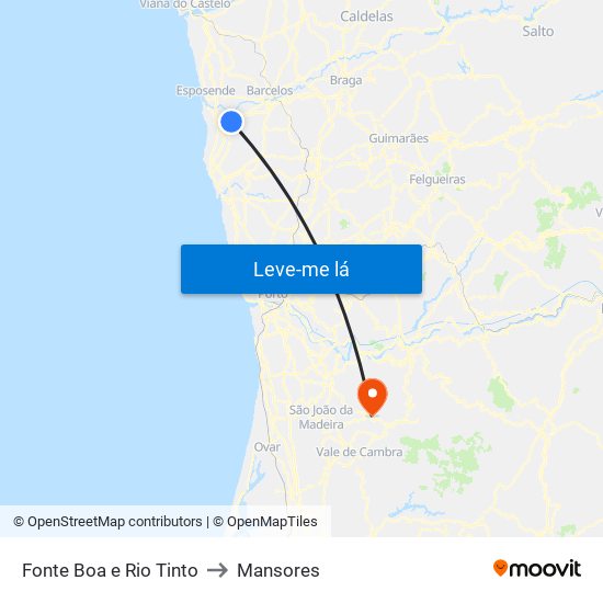 Fonte Boa e Rio Tinto to Mansores map