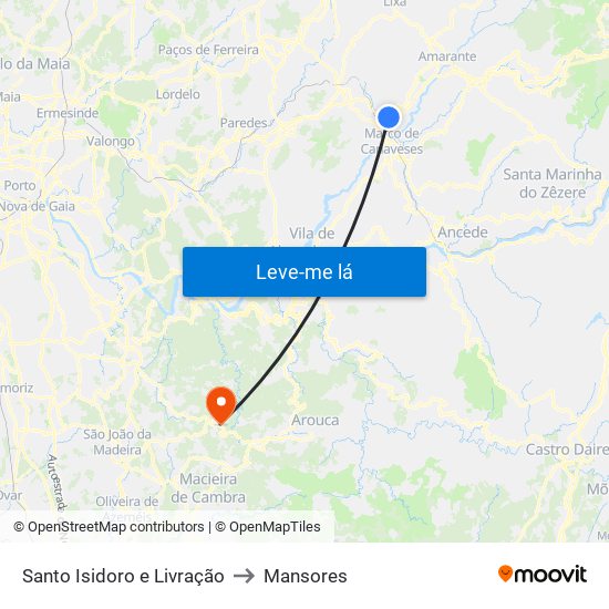 Santo Isidoro e Livração to Mansores map