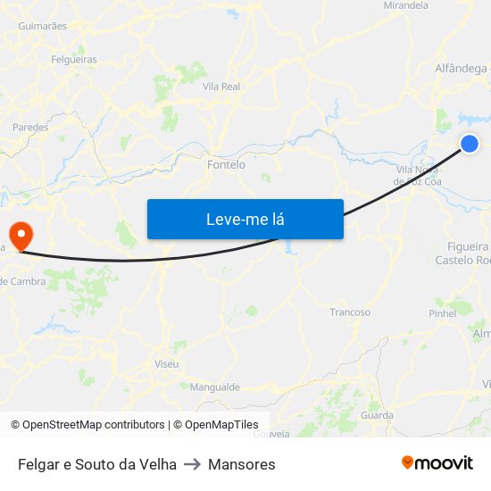 Felgar e Souto da Velha to Mansores map