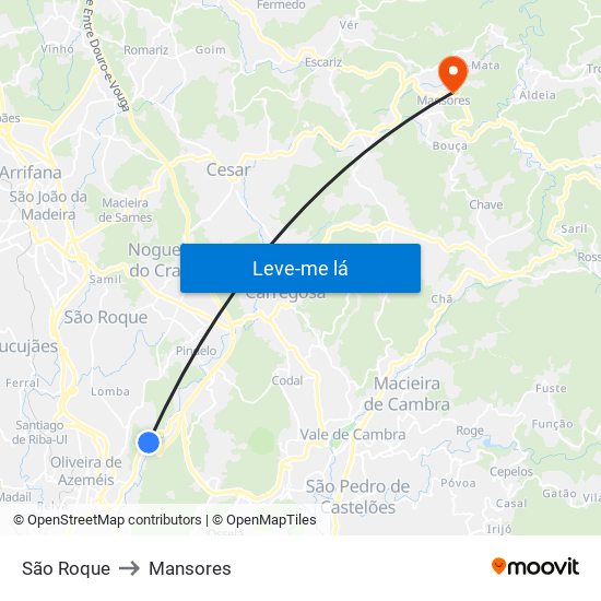 São Roque to Mansores map
