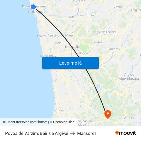 Póvoa de Varzim, Beiriz e Argivai to Mansores map