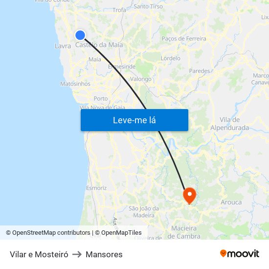 Vilar e Mosteiró to Mansores map