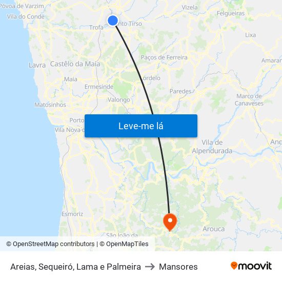 Areias, Sequeiró, Lama e Palmeira to Mansores map