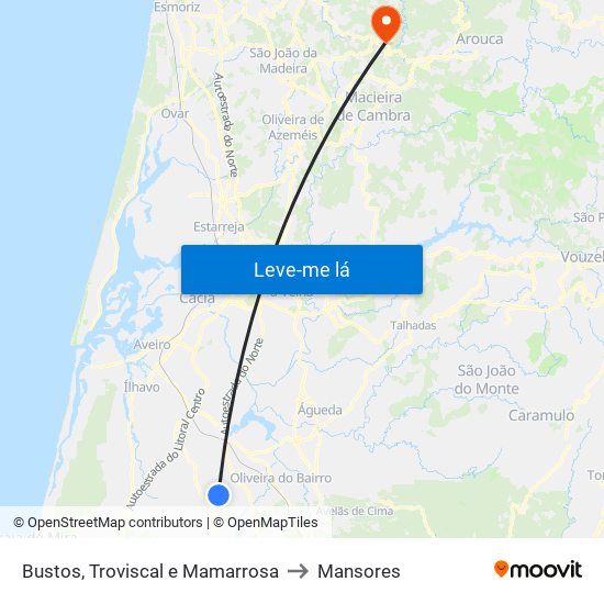 Bustos, Troviscal e Mamarrosa to Mansores map
