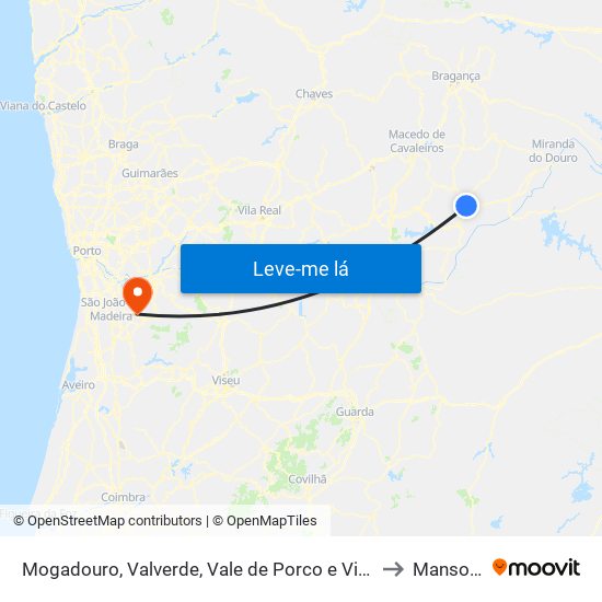 Mogadouro, Valverde, Vale de Porco e Vilar de Rei to Mansores map