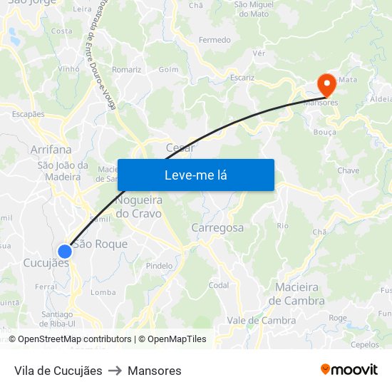 Vila de Cucujães to Mansores map