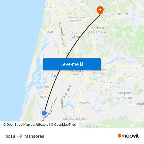 Sosa to Mansores map