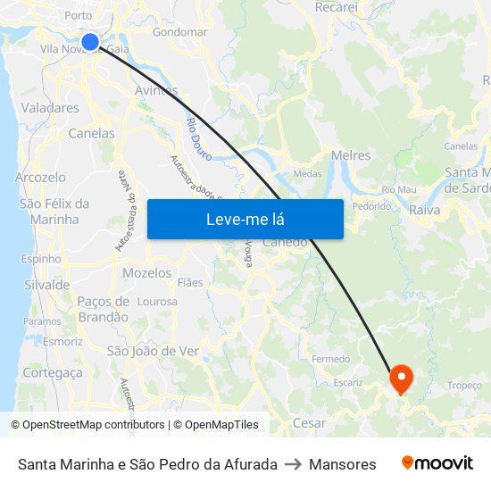 Santa Marinha e São Pedro da Afurada to Mansores map