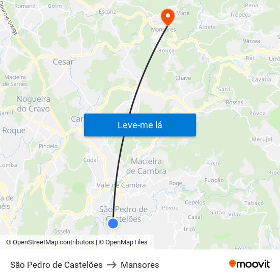 São Pedro de Castelões to Mansores map