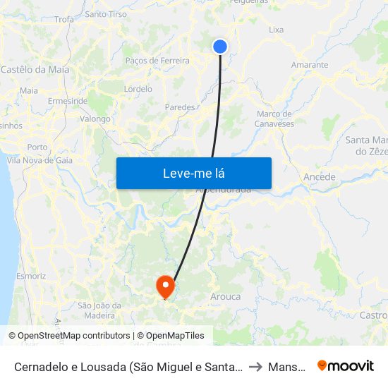 Cernadelo e Lousada (São Miguel e Santa Margarida) to Mansores map