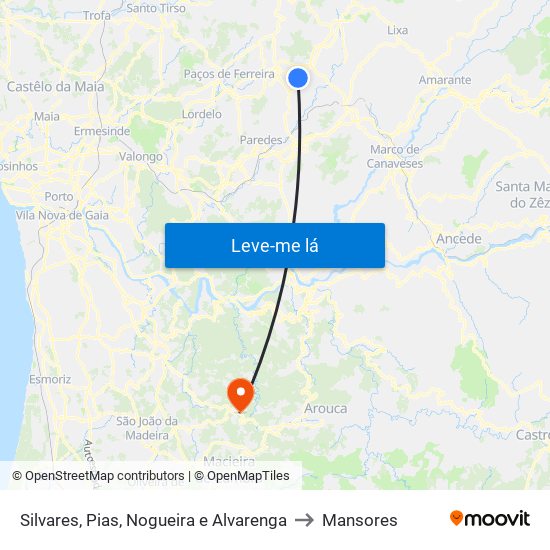 Silvares, Pias, Nogueira e Alvarenga to Mansores map