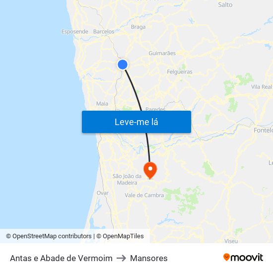 Antas e Abade de Vermoim to Mansores map