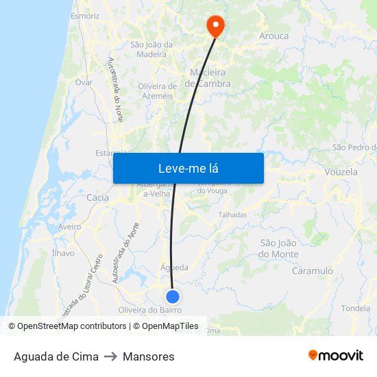 Aguada de Cima to Mansores map
