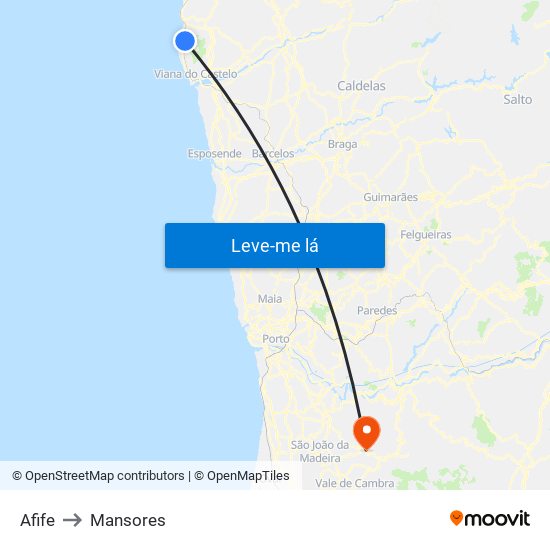 Afife to Mansores map