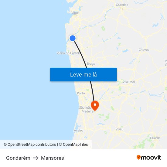 Gondarém to Mansores map
