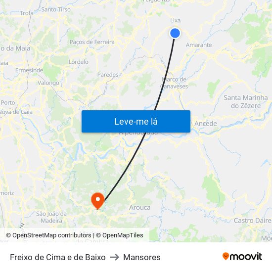 Freixo de Cima e de Baixo to Mansores map