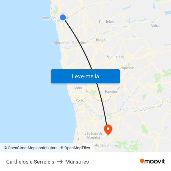 Cardielos e Serreleis to Mansores map