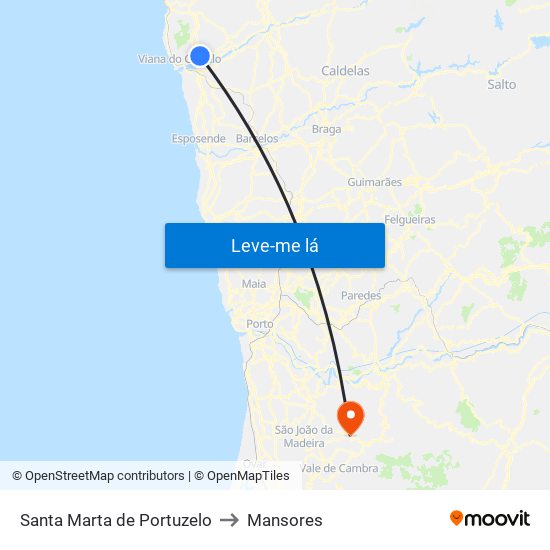 Santa Marta de Portuzelo to Mansores map