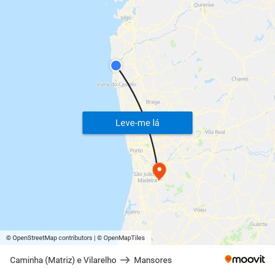 Caminha (Matriz) e Vilarelho to Mansores map