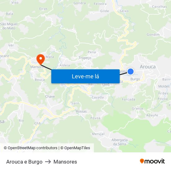 Arouca e Burgo to Mansores map