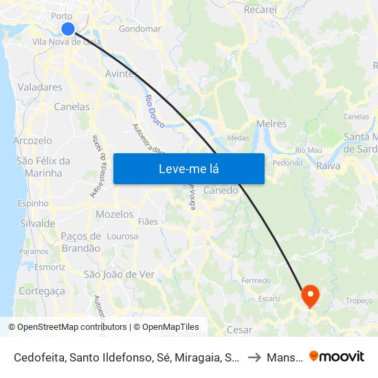 Cedofeita, Santo Ildefonso, Sé, Miragaia, São Nicolau e Vitória to Mansores map