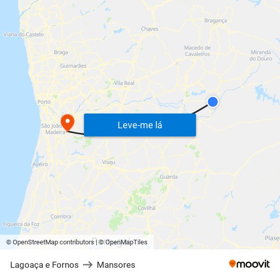 Lagoaça e Fornos to Mansores map