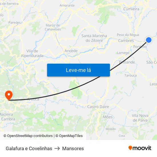 Galafura e Covelinhas to Mansores map