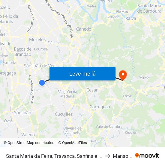 Santa Maria da Feira, Travanca, Sanfins e Espargo to Mansores map