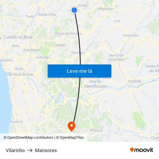 Vilarinho to Mansores map