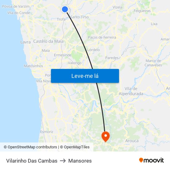 Vilarinho Das Cambas to Mansores map