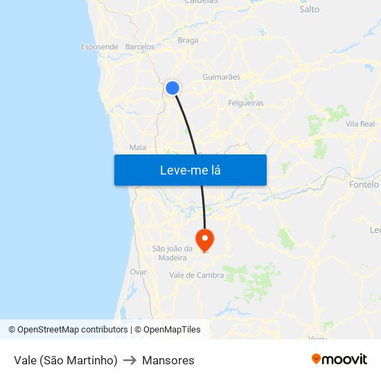 Vale (São Martinho) to Mansores map