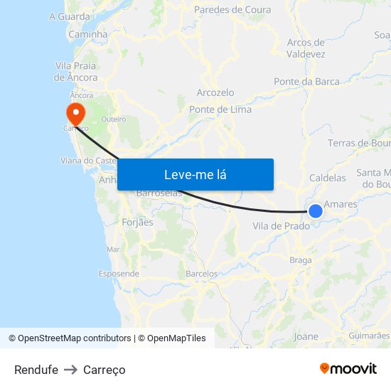 Rendufe to Carreço map