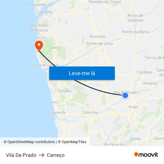 Vila De Prado to Carreço map