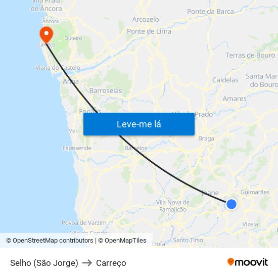 Selho (São Jorge) to Carreço map