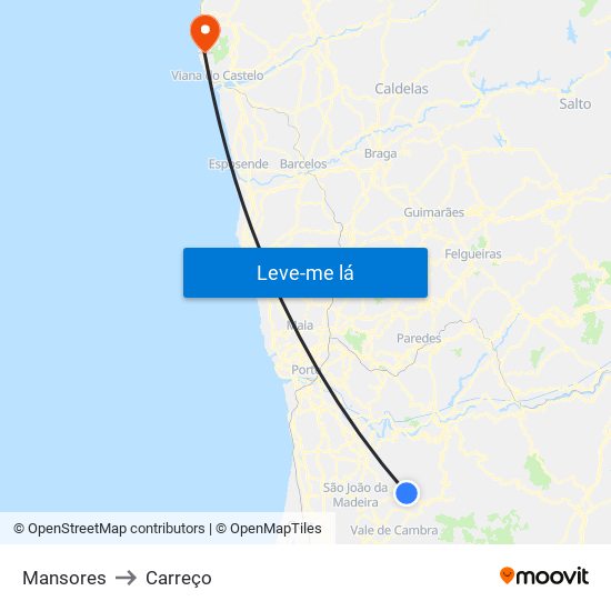 Mansores to Carreço map