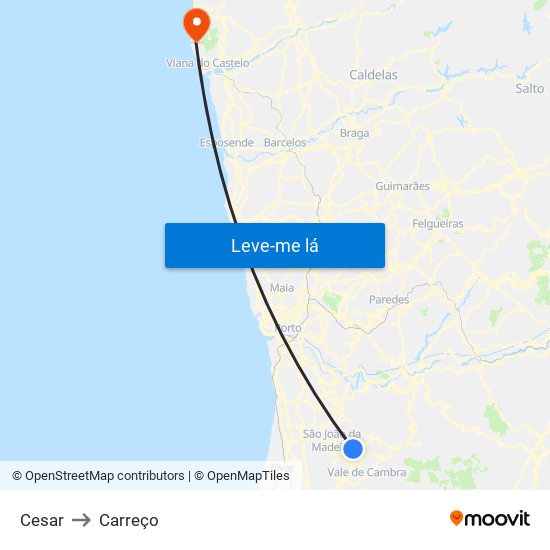 Cesar to Carreço map
